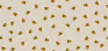Preview: Baumwoll Druck Bienen auf Beige